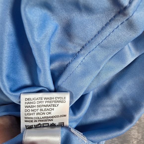 Collars & Co Mens Medium Sky Light Blue Dress Collar Polo Short Sleeve NWOT - Picture 7 of 7